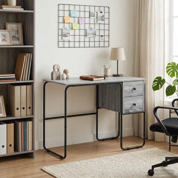 vidaXL Bureau met opslag Grijs Sonoma 100 x 50 x 75 cm, Huis en Inrichting, Bureaus, Verzenden, Nieuw