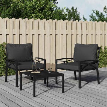 vidaXL Tuinstoel met grijze kussens 68x76x79 cm staal, Verzenden