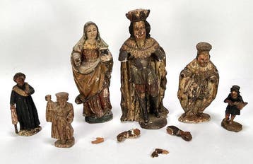 Beeld, Set van 6 Heiligenbeelden - 24 cm - Hout