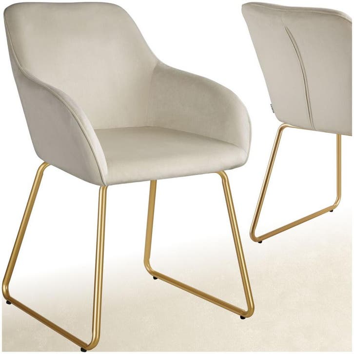 Eetkamerstoel Jeane, fluweellook, sledeonderstel, Huis en Inrichting, Stoelen, Verzenden
