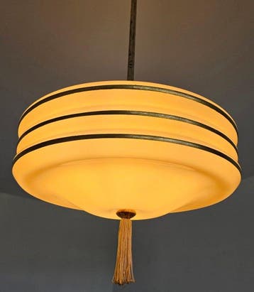 Plafondlamp - Glas, Metaal - Een vintage hanglamp, Antiek en Kunst
