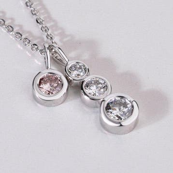 Halsketting - 14 karaat Witgoud - 2.46ct. tw. Roze Diamant