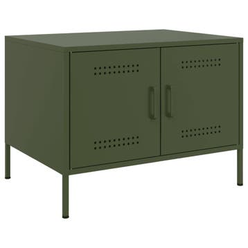 vidaXL Salontafel 68x50x50,5 cm staal olijfgroen, Verzenden, Nieuw