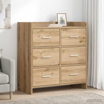 vidaXL Dressoir Artisanaal eiken 75 x 33 x 80 cm Bewerkt, Verzenden