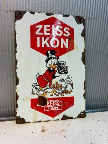 Zeiss Ikon – reclamebord met Dagobert Duck en camera -, Antiek en Kunst