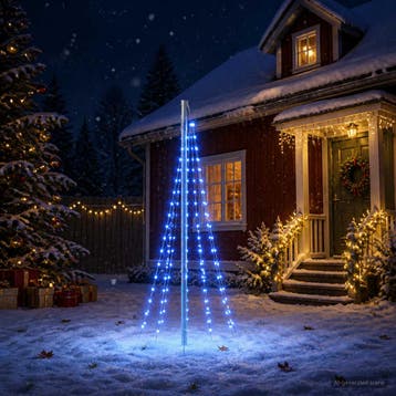 vidaXL Kerstboomverlichting met grondspies en vlaggenmast, Verzenden, Nieuw