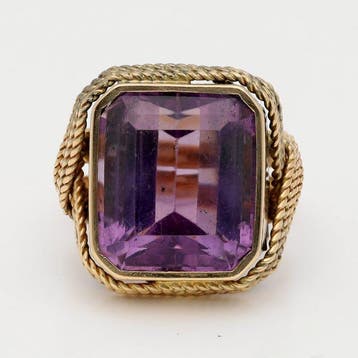 Ring - 18 karaat Geel goud - Amethist, Bijoux, Sacs & Beauté
