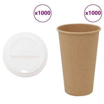 vidaXL Papieren koffiekopjes met deksel 1000 st 16oz 400 ml, Verzenden