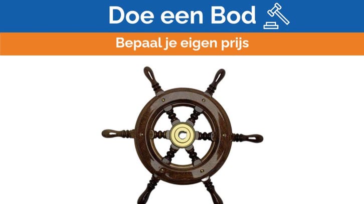 Bieden: Mahogany Wooden Boat Steering Wheel, Watersport en Boten, Bootonderdelen, Ophalen of Verzenden