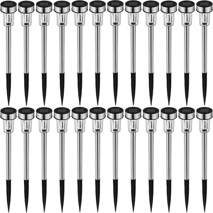 24 LED Solar lampen - zilver, Jardin & Terrasse, Jardin & Terrasse Autre, Envoi