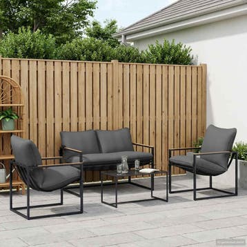 vidaXL Tuinbank Set 4 st Zwart en Anthraciet Staal, Verzenden, Nieuw