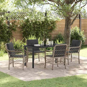 vidaXL Tuin Eettafel Set 5 st Lichtgrijs poly rattan, Tuin en Terras, Verzenden, Nieuw