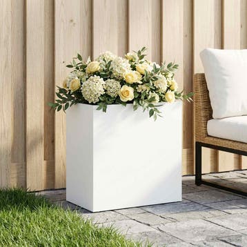 vidaXL Plantenbak Wit 50 x 30 x 50 cm Koudgewalst staal, Verzenden