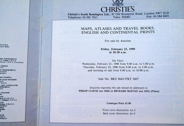 Auction catalogue - Maps, Atlases & Travel Books - 1990, Antiek en Kunst, Antiek | Boeken en Manuscripten