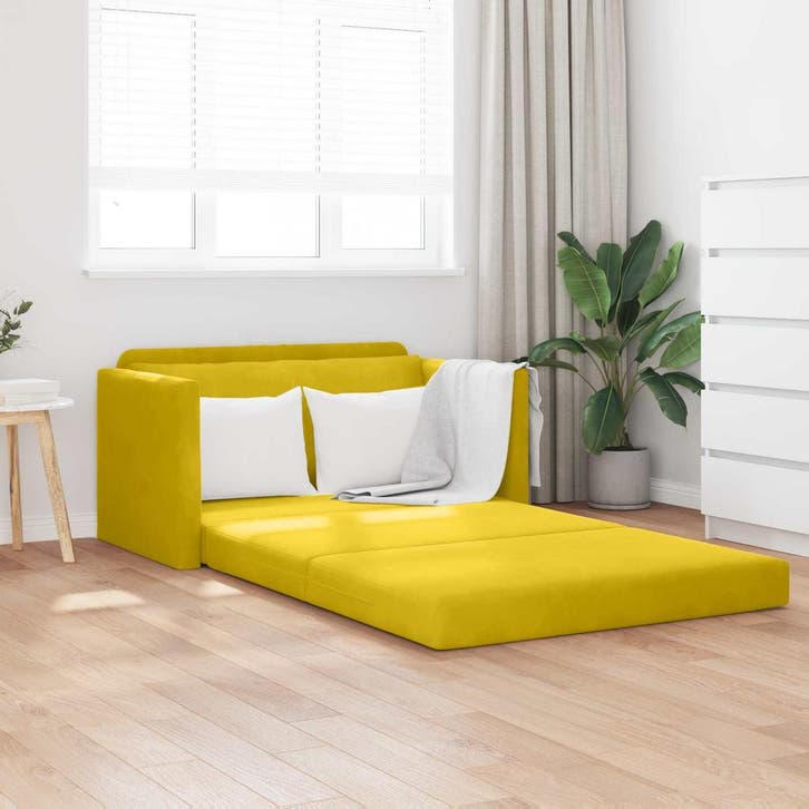 vidaXL Slaapbank / zetel 110cm Zonnebloemgeel Fluweel, Huis en Inrichting, Zetels | Zetels, Nieuw, Verzenden
