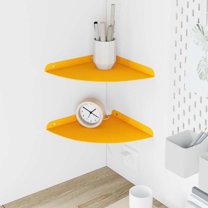 vidaXL Zwevende plank met plank 2 pcs Mosterdgeel 24 x 24 x, Huis en Inrichting, Kasten | Wandmeubels, Nieuw, Verzenden