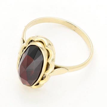 Ring - 14 karaat Geel goud - Granaat, Nieuw