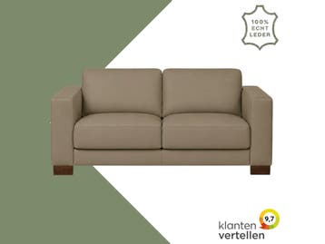 Leren bank Clear - 2,5 zits - Toledo Mocca (taupe/bruin) -, Ophalen of Verzenden