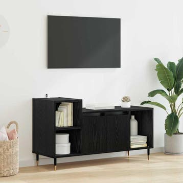 vidaXL TV Kast 100 x 35 x 55 cm Zwart Eiken Bewerkt hout, Verzenden, Nieuw