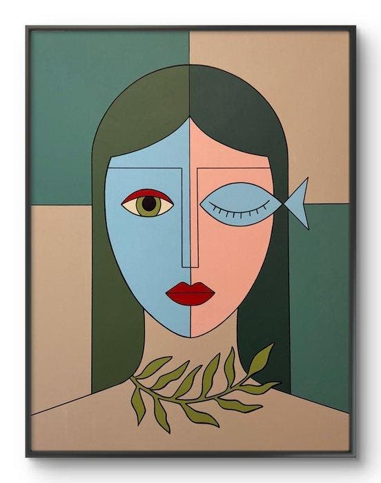 Marcel Mendez - Fragmented Face #74 -XL- ( No reserve ), Antiek en Kunst, Kunst | Schilderijen | Modern