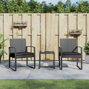 vidaXL 3-delige Tuinset met kussens polypropeen rattan, Verzenden, Tuinset
