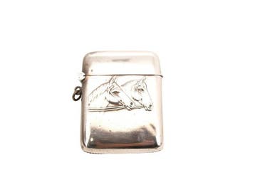 Vesta doosje - .833 zilver - Horses Relief Match Safe