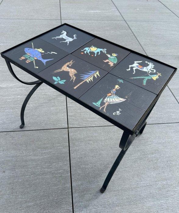Servais - Table - Fer, Faïence - Signé, Antiek en Kunst, Curiosa en Brocante