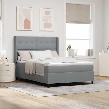 vidaXL LED Box Spring Bed met hoofdeinde Lichtgrijs 140 x, Verzenden, Nieuw