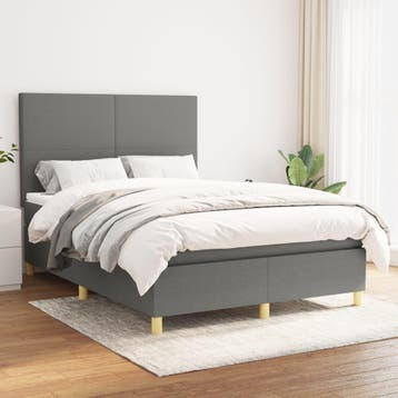vidaXL Boxspring met matras stof donkergrijs 140x200 cm, Verzenden, Nieuw