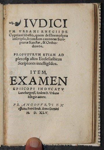 Urbanus Rhegius - Ivdicivm Vrbani Rhegii De Cypriani Libello