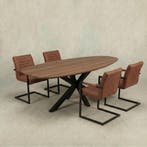 Mangohouten Eettafel Organisch Branwen 180x90 cm Walnoot, Verzenden, Nieuw, Industriële meubels, Overige vormen