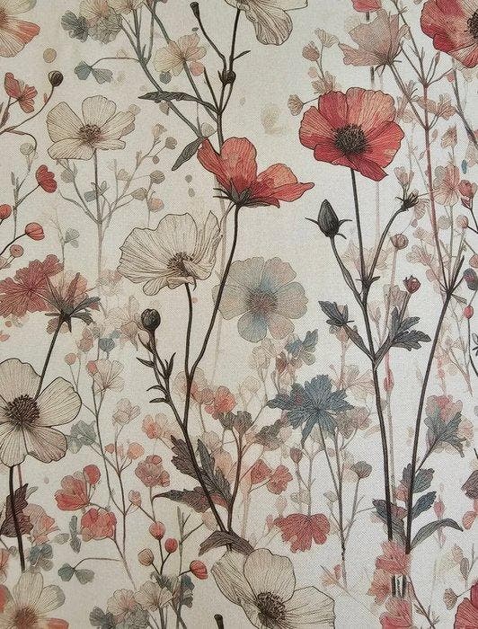 STOF “Botanical Whisper” Exclusieve stof Art Nouveau –, Antiquités & Art, Tapis & Textile