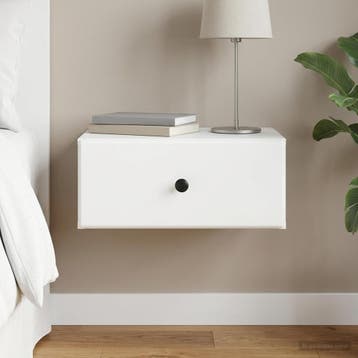 vidaXL Muurbevestigde Nachttafel Wit 49 x 34,5 x 20 cm, Verzenden