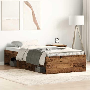 vidaXL Bedframe zonder matras 75x190 cm spaanplaat oud hout, Huis en Inrichting, Slaapkamer | Bedden, Verzenden, Nieuw