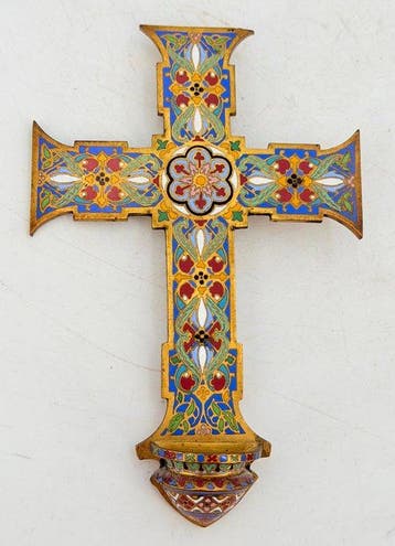 Napoleon III Wijwatervat - 1850-1900 - Cloisonné-emaille