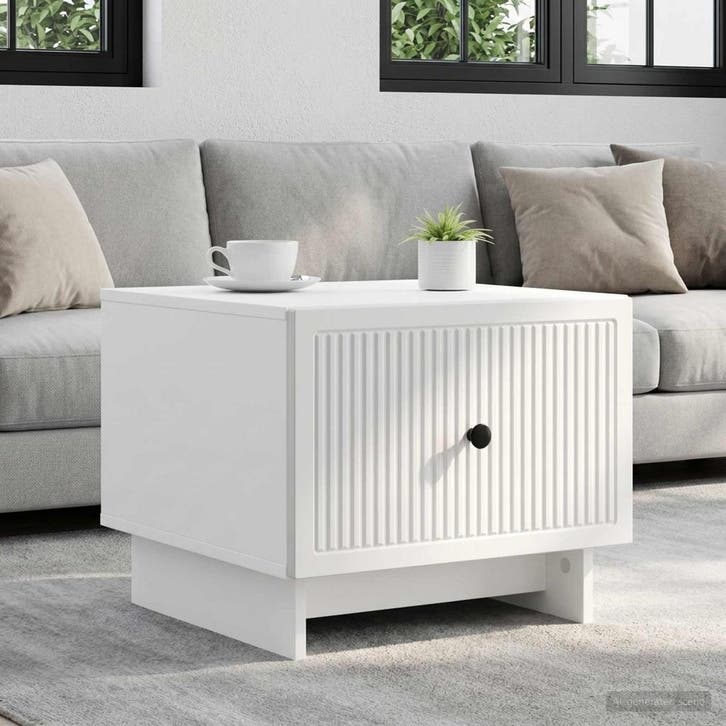 vidaXL Salontafel met lade Wit 49 x 50 x 40 cm Bewerkt hout, Huis en Inrichting, Tafels | Salontafels, Nieuw, Verzenden