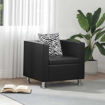 vidaXL Fauteuil kunstleer zwart, Maison & Meubles, Verzenden