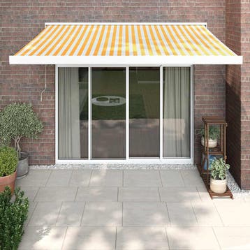 vidaXL Elektrische Zonneluifel 3,5 x 2,5 m Geel en wit, Verzenden