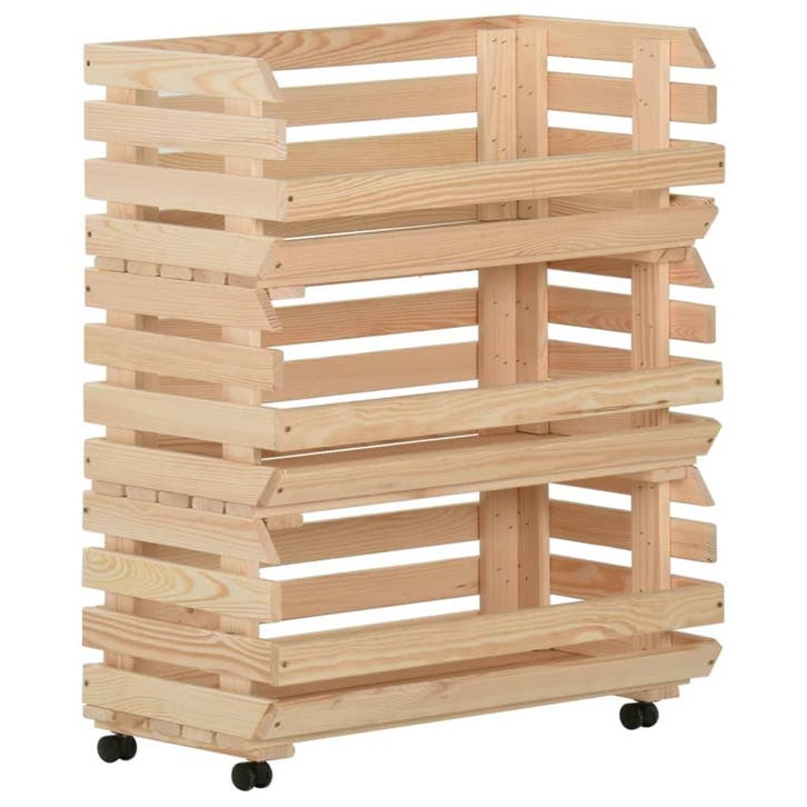 vidaXL Groentetrolley 77x30x80 cm massief grenenhout, Huis en Inrichting, Keuken | Keukenbenodigdheden, Nieuw, Verzenden
