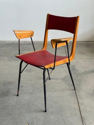 Stoel - Hout, Metaal, Textiel - Stijl Carlo De Carli