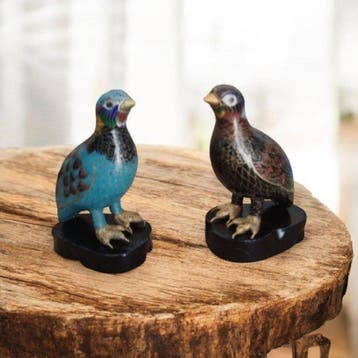 Chine - Charmante paire de faisans chinois en cloisonné
