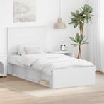 vidaXL Bedframe met hoofdeinde Wit 90 x 190 cm Massief, Huis en Inrichting, Slaapkamer | Bedden, Verzenden, Nieuw