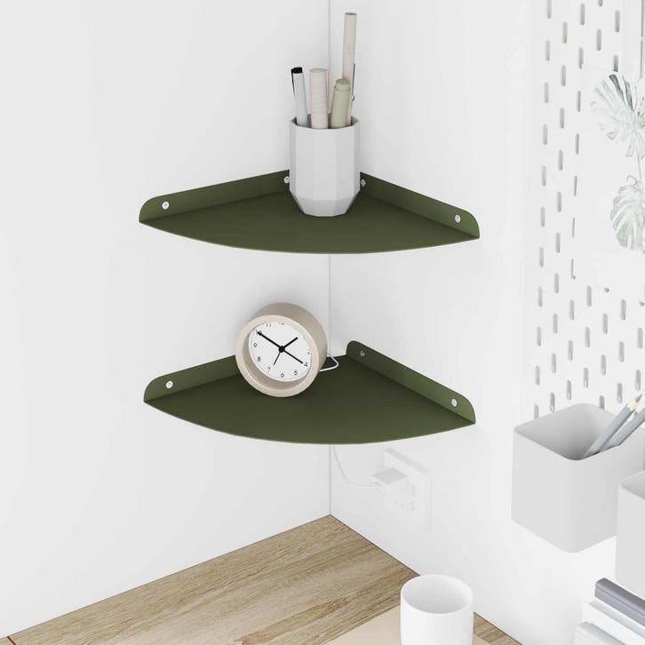 vidaXL Zwevende plank met plank 2 pcs Olijf Groen 24 x 24 x, Huis en Inrichting, Kasten | Wandmeubels, Nieuw, Verzenden