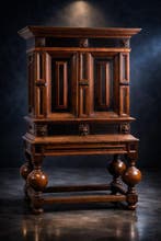 Armoire - Palissandre, Chêne, Bois Noirci - Table-caisson /