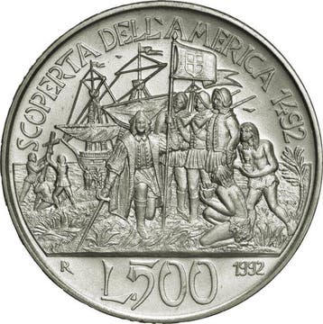 Italië. 500 Lire 1992 V Centenario della Scoperta della