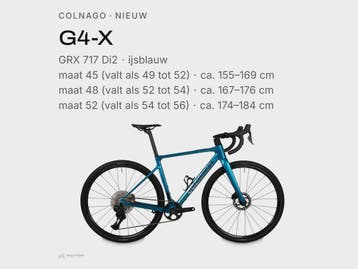 Colnago G4-X carbon gravelbike GRX Di2 blauw maat 45 48 52, Fietsen en Brommers, Overige merken, 28 inch, Carbon, 10 tot 15 versnellingen