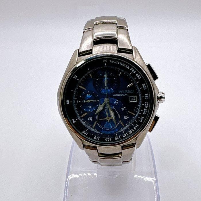 Seiko - WIRED Chronograph Titanium Blue Dial - Zonder, Bijoux, Sacs & Beauté, Montres | Anciennes | Antiquités