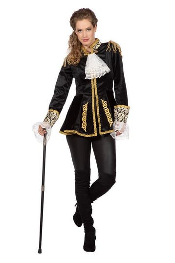 Markiezin Jas Zwart Goud Dames, Kleding | Dames, Carnavalskleding en Feestkleding, Verzenden, Nieuw