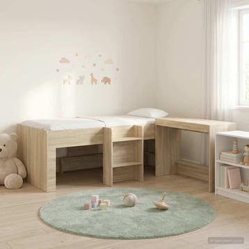 vidaXL Kinderhoogslaper met bureau 2 st Sonoma Eiken Bewerkt, Verzenden