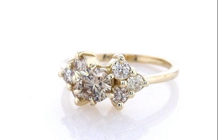 Zonder minimumprijs - Ring - 14 karaat Geel goud - 0.92ct., Bijoux, Sacs & Beauté, Bagues
